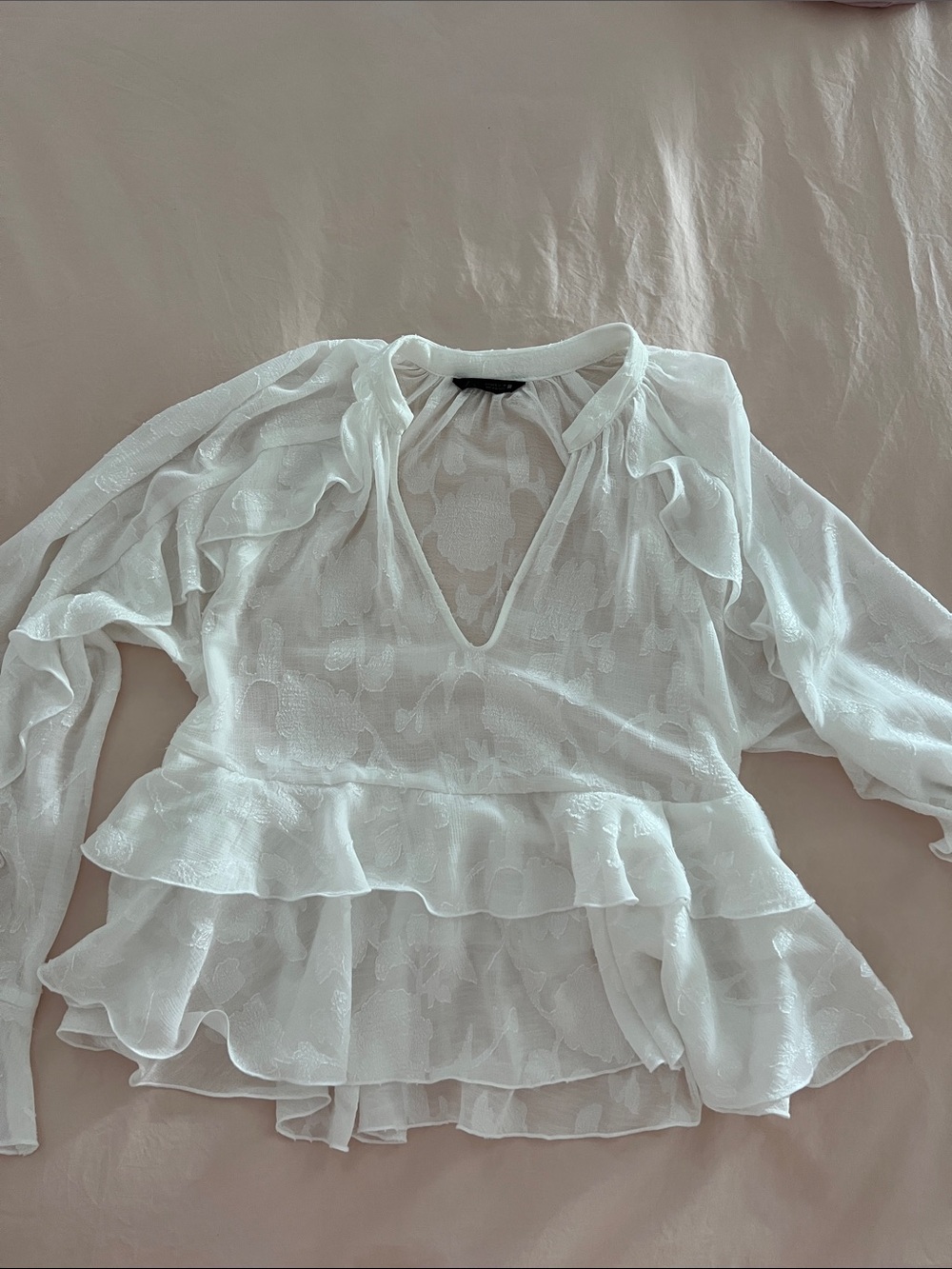 Zara White Flowy Top
